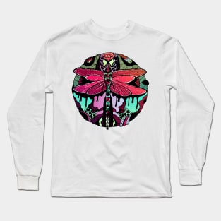 Blue Red Blend Circle of the Dragonfly Long Sleeve T-Shirt